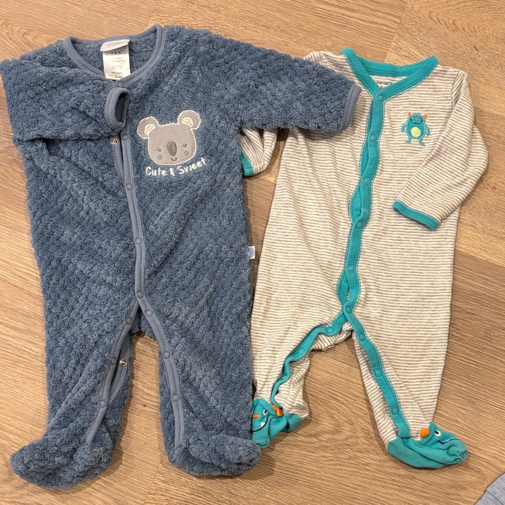 Carter's Blue and Gray Footed One Pieces